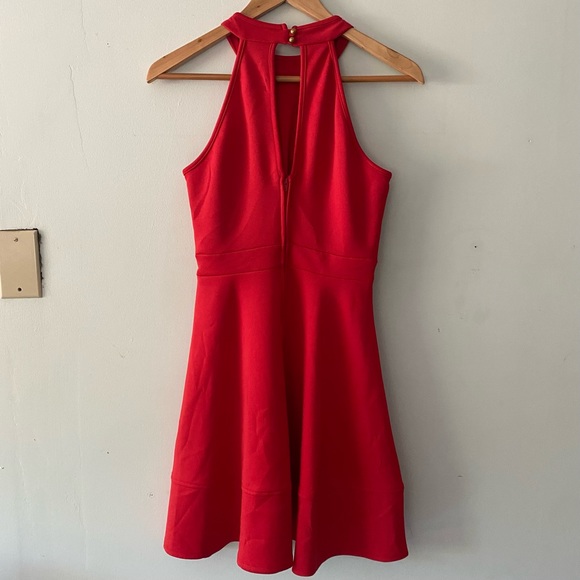 Honey and Rosie Red Halter Fit & Flare Cocktail Dress, Size S - Picture 2 of 6